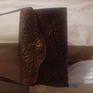 Leather engraved handbag